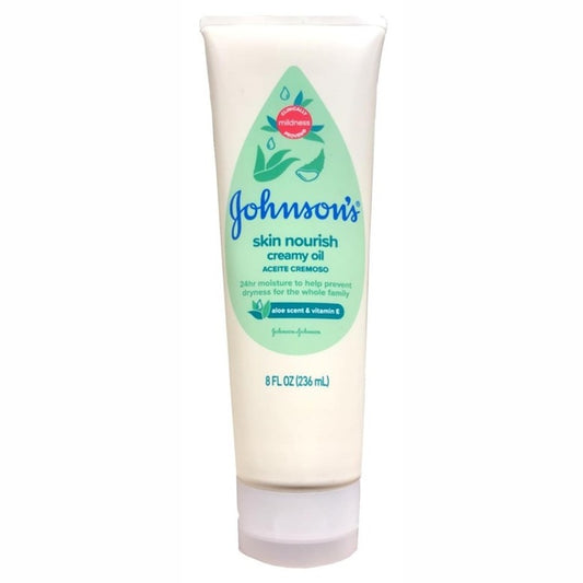 Johnsons Skin Nourish Creamy Oil Aloe Scent & Vitamin-E 8oz