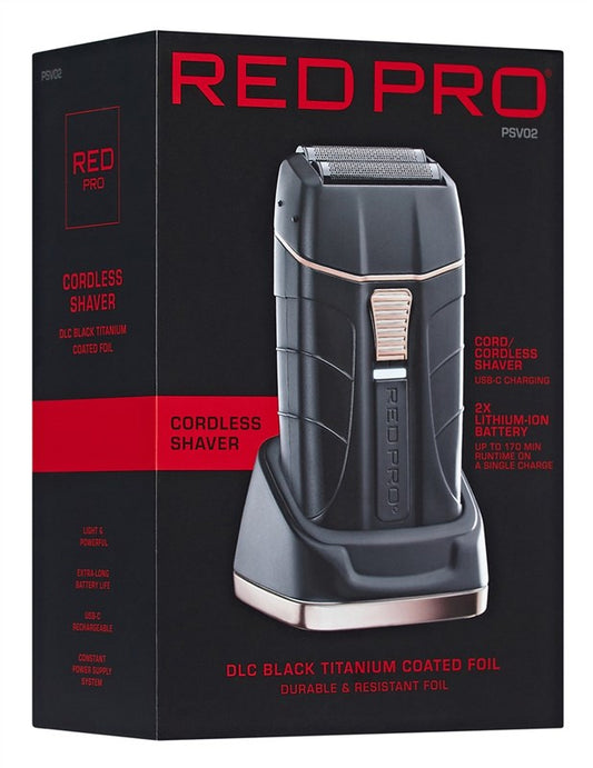 Kiss Red Pro Cordless Shaver Matte Black W/Charging Station