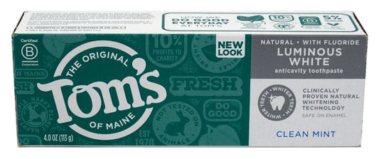 Toms Nat Toothpaste Luminous White Clean Mint 4oz