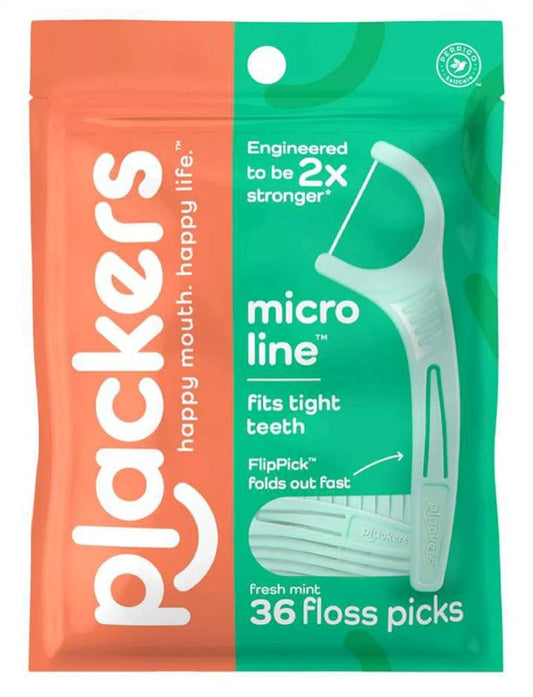 Plackers Micro Line Floss Picks Fresh Mint 36 Count(1PC)