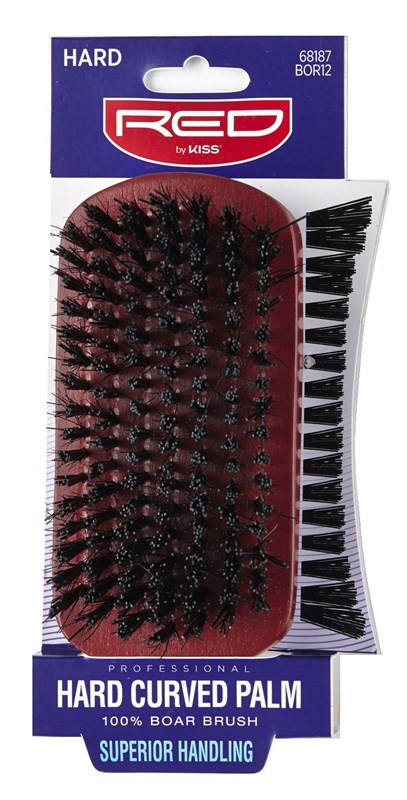 Kiss Red Pro Brush Hard Curved Palm (1PC) Boar