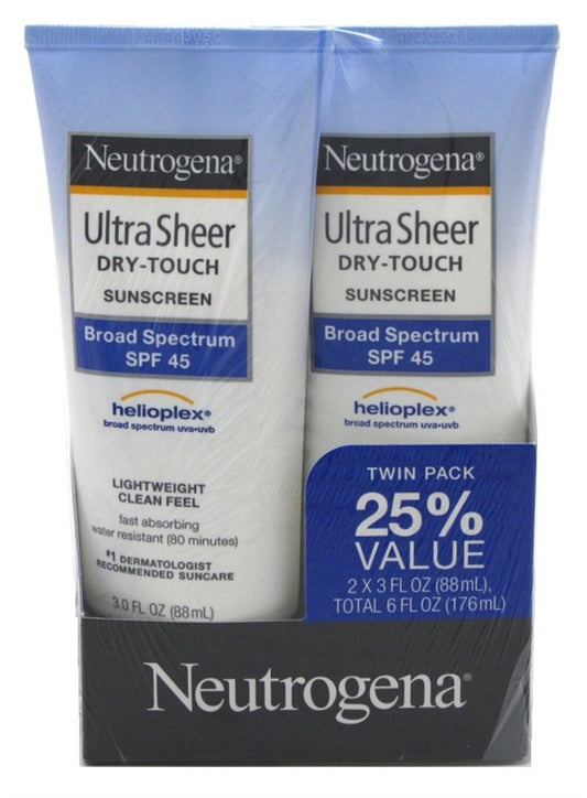 Neutrogena Ultra Sheer Spf#45 Dry Touch Lotion Twin Pack 3oz