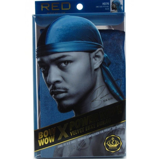 Kiss Red Durag Bow Wow Power Wave Velvet Blue ( (1PC))
