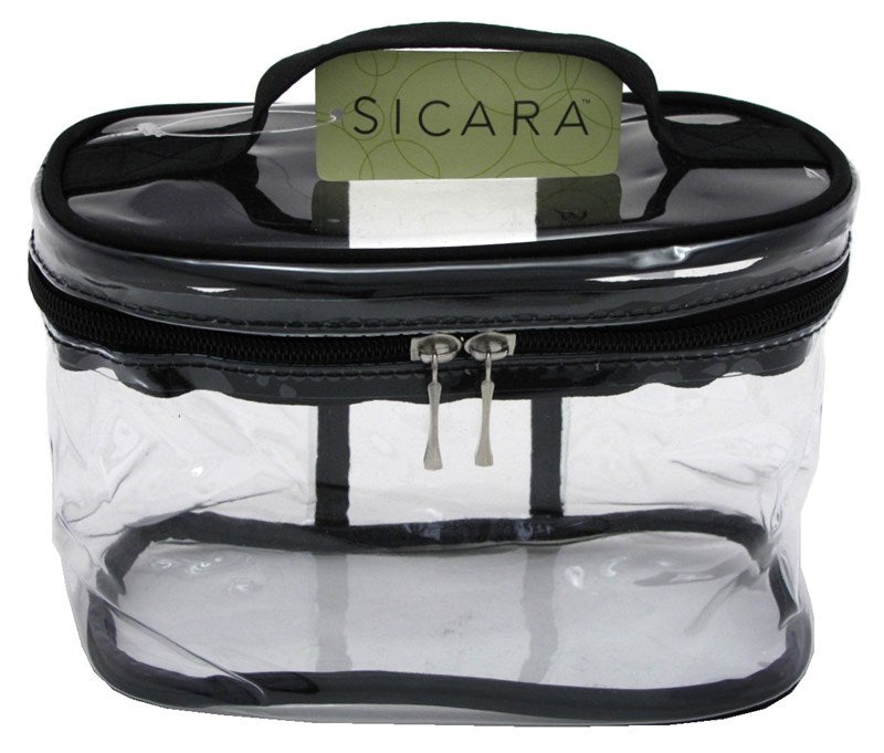 Sicara Clear Cosmetic Bag Oval Train Case (5.5X7.5X4)