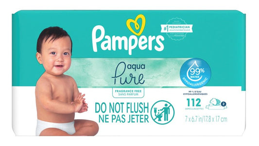 Pampers Baby Wipes Aqua Pure Fragrance-Free 112 Count