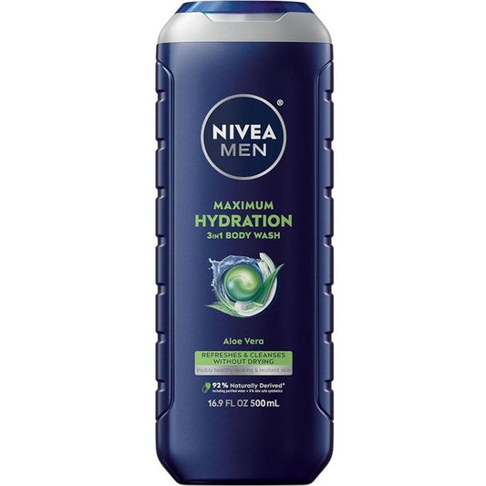Nivea Men Body Wash 3-In-1 Aloe Vera 16.9oz Max Hydration
