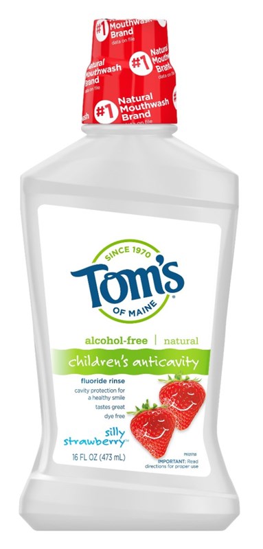 Toms Nat Fluoride Rinse 16oz Silly Strawberry Childrens